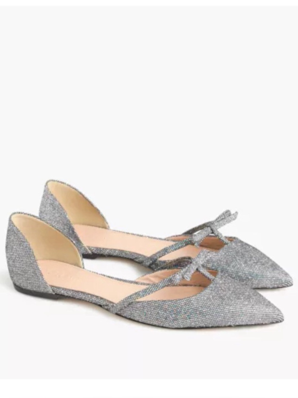 J. CREW Glitter D’Orsay Flats SLOAN SIZE 8 T STRAP WITH BOW